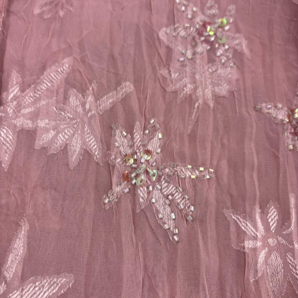 VTG 90s Y2K Sheer Floral Embroidered Beaded Button Up Top Womens S Pink Fairy - Picture 6 of 16